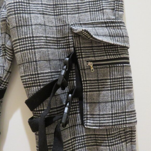 KRUGER Made in Japan Wool Blend Plaid Cargo Buckle Pants Street Avant Garde Sz M - Picture 7 of 16